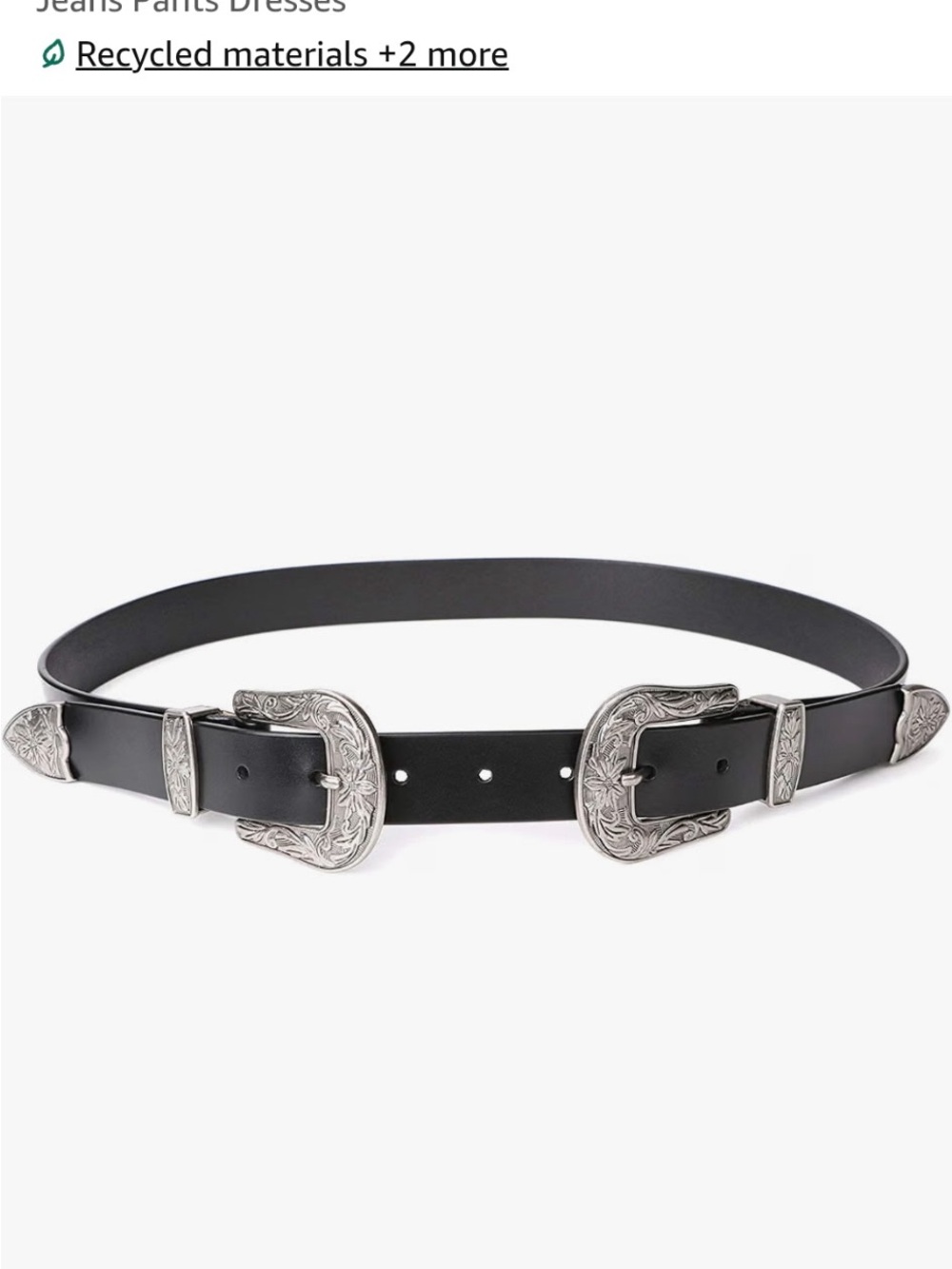 Double Buckle Black Western Belt with Silver Hardware